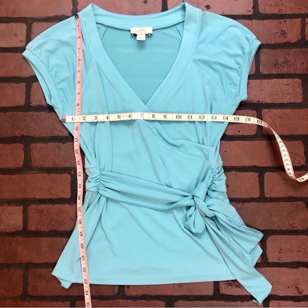 Ann Taylor Loft Turquoise Faux Wrap Top - Picture 6 of 16